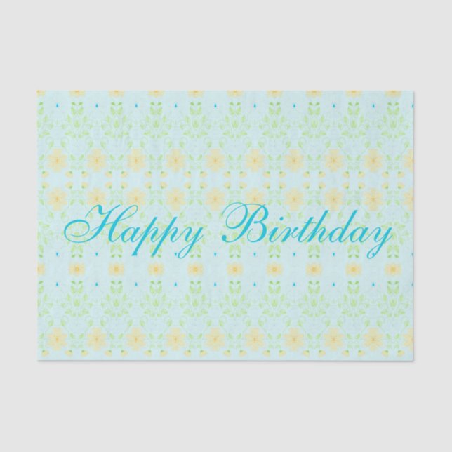 Seda Papel De Tejido De Cumpleaños Feliz De Amarillo Y  (Anverso)