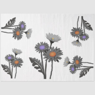 Seda Papel de tejido de Daisys monocromo