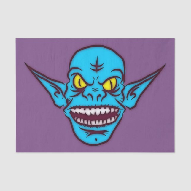 Seda papel de tejido de demonio zombi azul (Anverso)