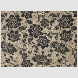 Seda Papel de Tejido de desacoplamiento de encaje negro