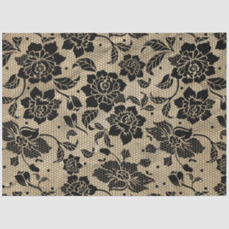 Seda Papel de Tejido de desacoplamiento de encaje negro