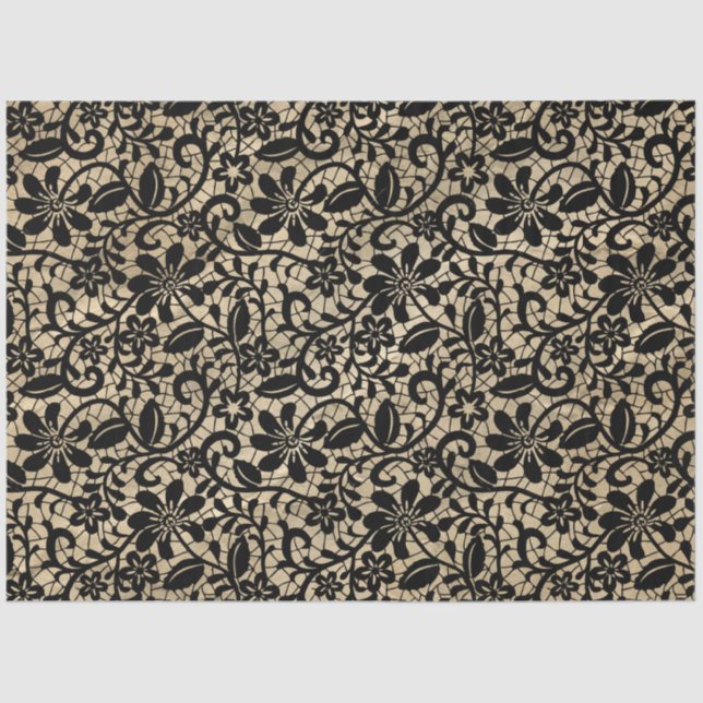 Seda Papel de Tejido de desacoplamiento de encaje negro (Anverso)