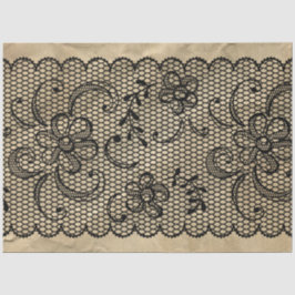 Seda Papel de Tejido de desacoplamiento de encaje negro