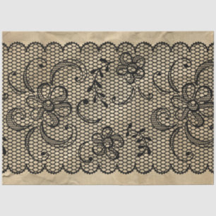 Seda Papel de Tejido de desacoplamiento de encaje negro