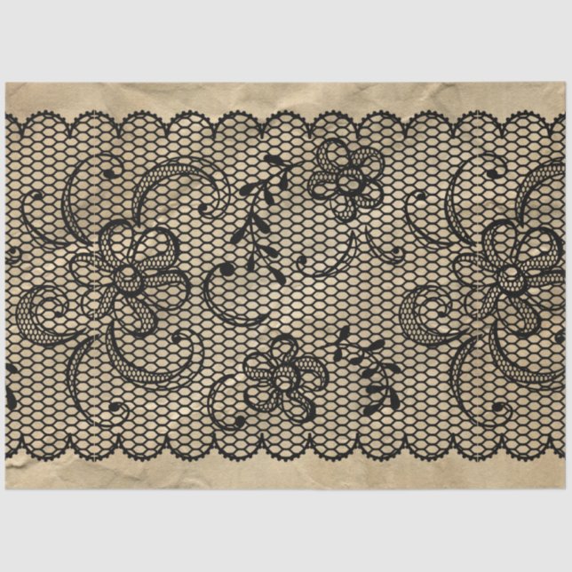 Seda Papel de Tejido de desacoplamiento de encaje negro (Anverso)