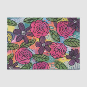 Seda Papel de tejido de descomposición floral Patrón pú