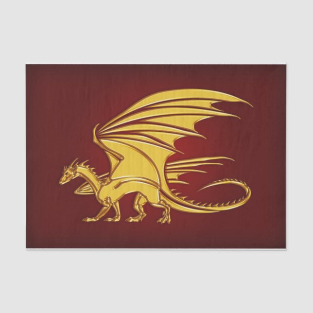 Seda papel de tejido de dragón de fantasía (Anverso)