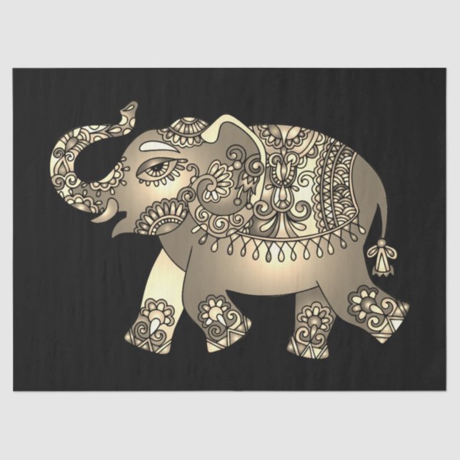 Seda papel de tejido de elefante ornamental (Anverso)