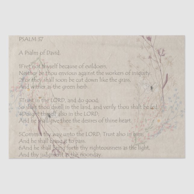 Seda Papel De Tejido De Flor Silvestre Psalm 37 Inspira (Anverso)