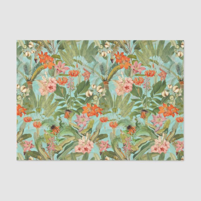 Seda Papel De Tejido De Flor Tropical Y Selva Lluviosa (Anverso)