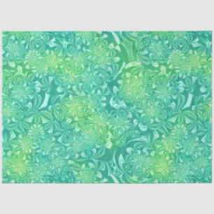 Seda papel de tejido de flores de batido verde