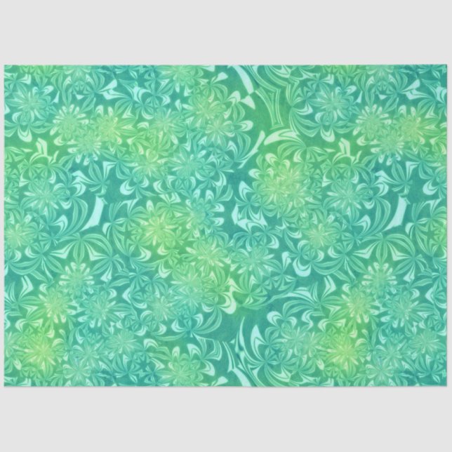 Seda papel de tejido de flores de batido verde (Anverso)