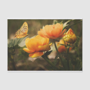 Seda papel de tejido de flores de mariposa