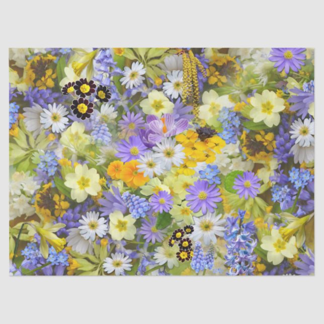 Seda papel de tejido de flores de primavera (Anverso)