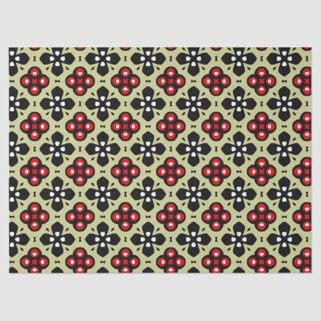 Seda papel de tejido de flores geométricas (Anverso)