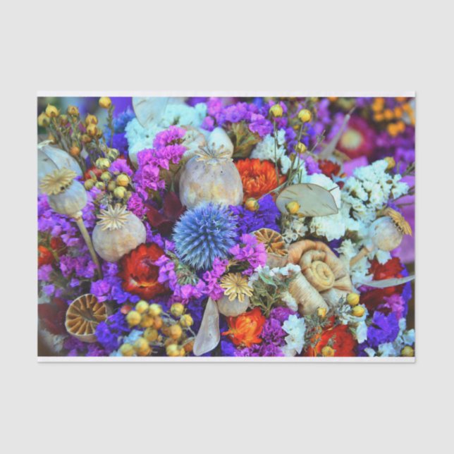 Seda papel de tejido de flores vibrantes (Anverso)