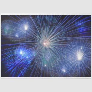 Seda papel de tejido de fuegos artificiales azules
