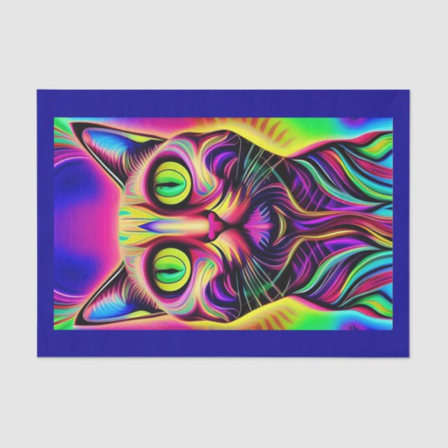 Seda papel de tejido de gato curioso (Anverso)