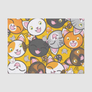 Seda papel de tejido de gatos felices