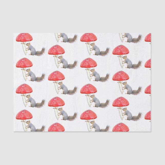 Seda Papel de tejido de hongos rojo de ardilla (Anverso)