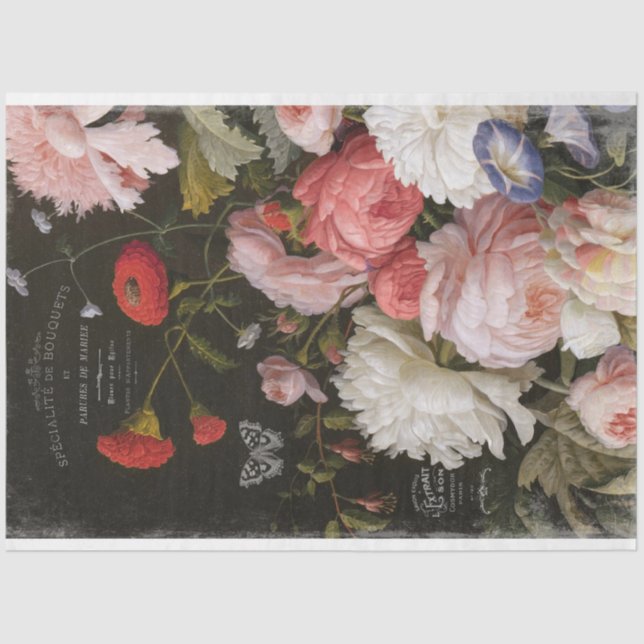 Seda Papel de Tejido de la Desnuda de Impresión Floral  (Anverso)