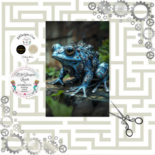 Seda Papel de tejido de la rana azul de Steampunk de de