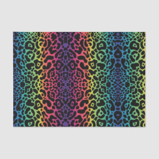 Seda Papel de tejido de leopardo arco iris