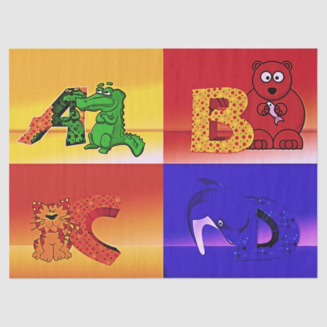 Seda papel de tejido de letras de niños (Anverso)