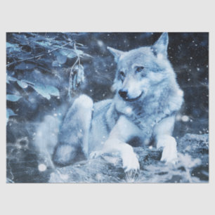 Seda papel de tejido de lobo azul
