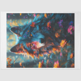 Seda Papel de tejido de lobo de flor