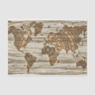 Seda papel de tejido de mapa de madera