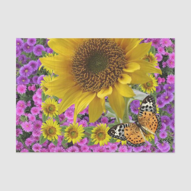 Seda Papel de tejido de mariposa de girasol (Anverso)