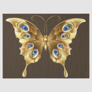 Seda papel de tejido de mariposa dorada