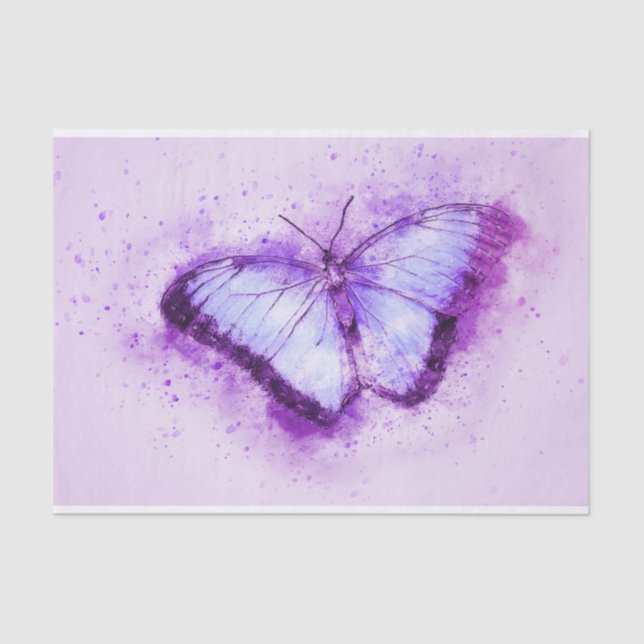 Seda papel de tejido de mariposa púrpura (Anverso)