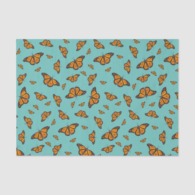 Seda Papel de tejido de mariposas monarca (Anverso)