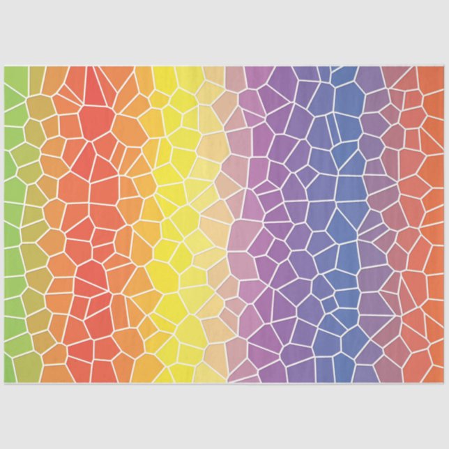 Seda papel de tejido de mosaico de arcoiris pastel (Anverso)
