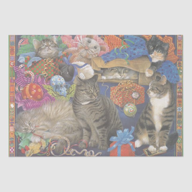 SEDA PAPEL DE TEJIDO DE NAVIDADES PINTADOS POR CAT ADOR (Anverso)