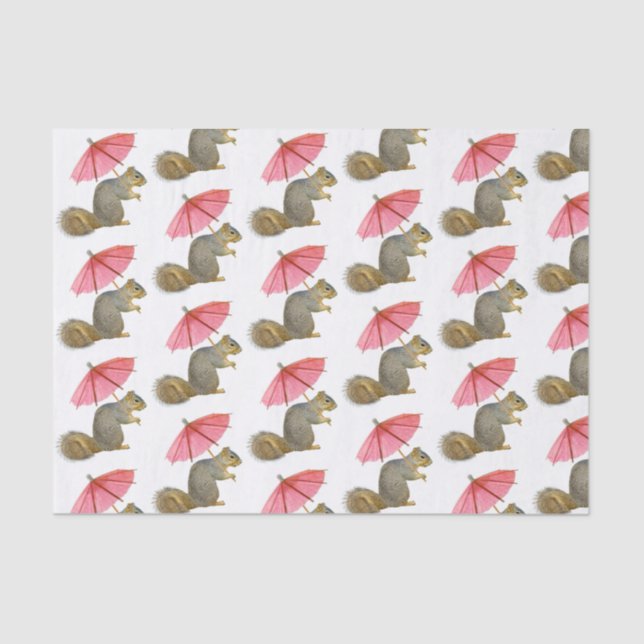 Seda Papel de tejido de parasol rosado de ardilla (Anverso)