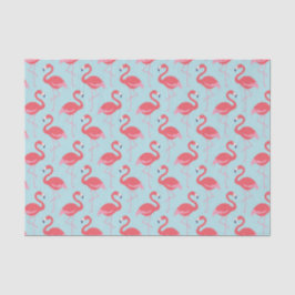 Seda Papel de tejido de patrón azul de flamingo rosa