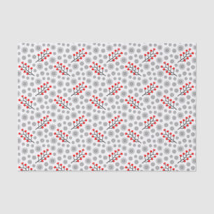 Seda Papel de tejido de patrón floral gris rojo escandi