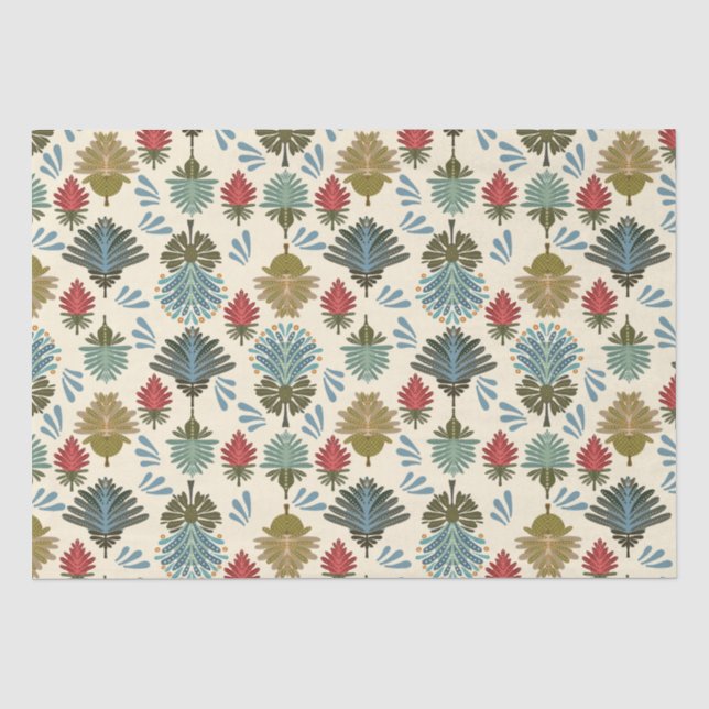 Seda Papel de tejido de patrón floral oriental (Anverso)