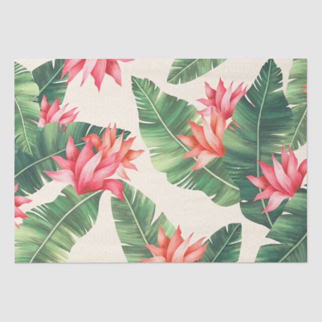 Seda Papel de tejido de patrón floral tropical (Anverso)