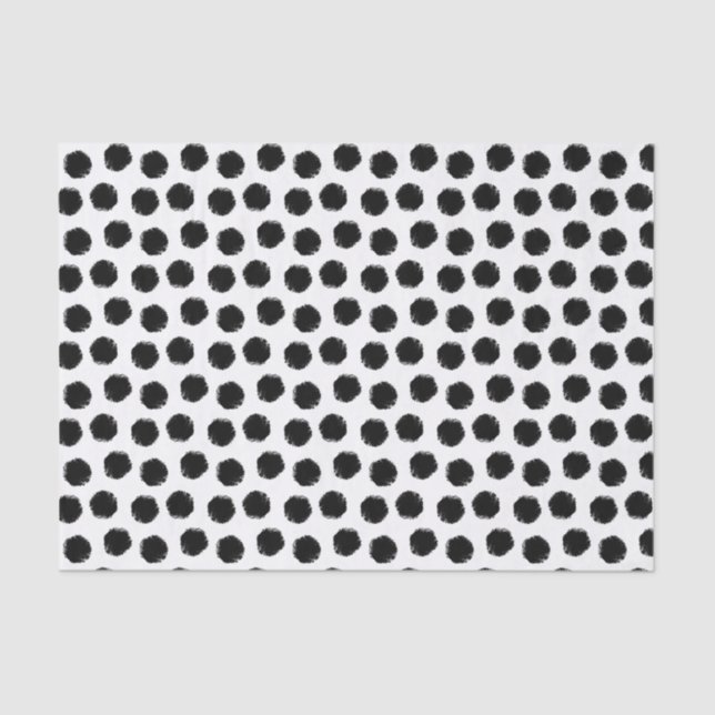 Seda Papel de Tejido de Polka Grunge Negro (Anverso)