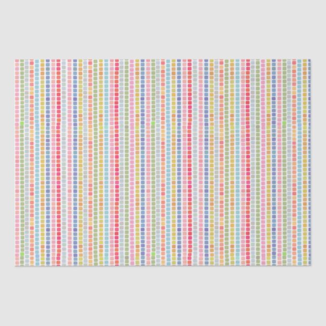 Seda Papel de tejido de rayas de mosaico de arcoiris (Anverso)