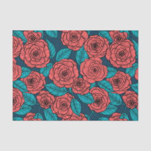 Seda Papel de tejido de rosas rojas