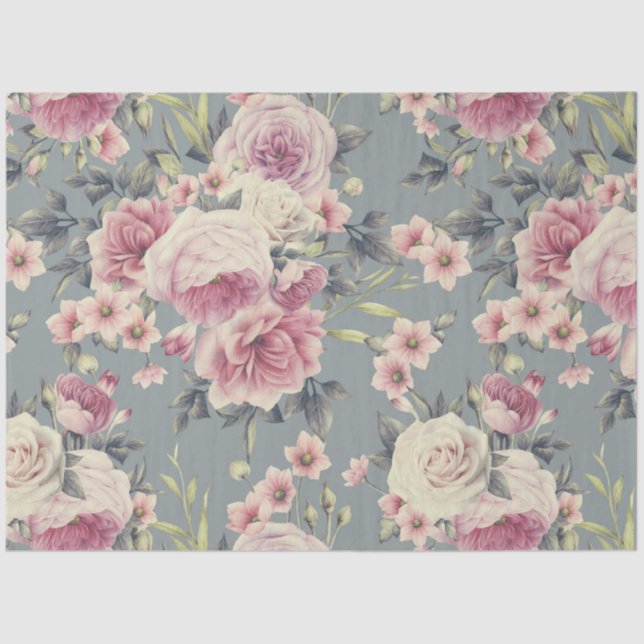 Seda papel de tejido de rosas rosas rosas rosas (Anverso)