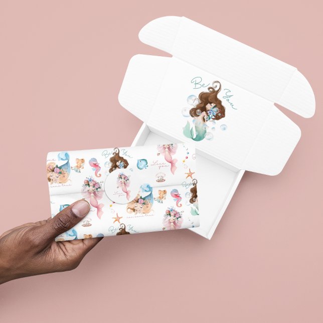 Seda Papel de tejido de sirena  (Celebrate a special child with this empowering mermaid tissue paper! Matching collection available! )