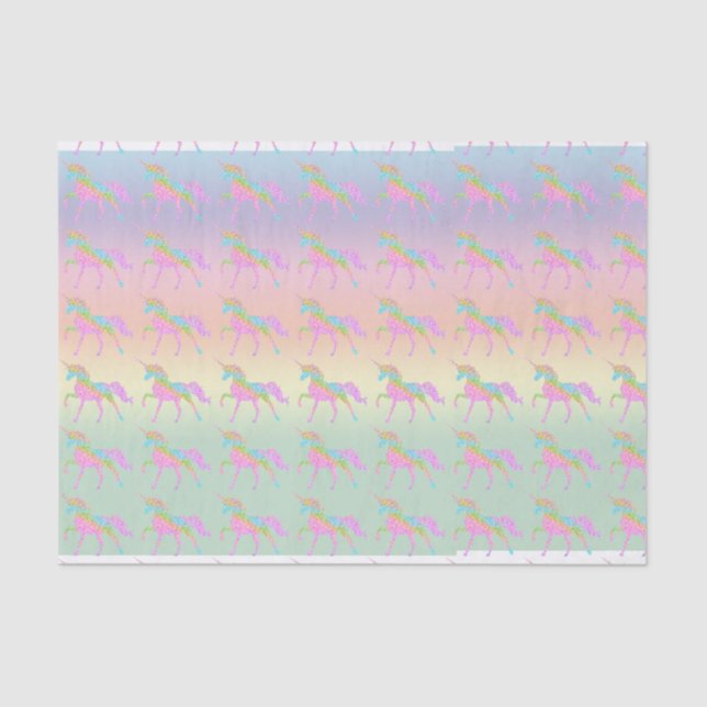 Seda Papel de tejido de unicornio con arcoiris pastel (Anverso)