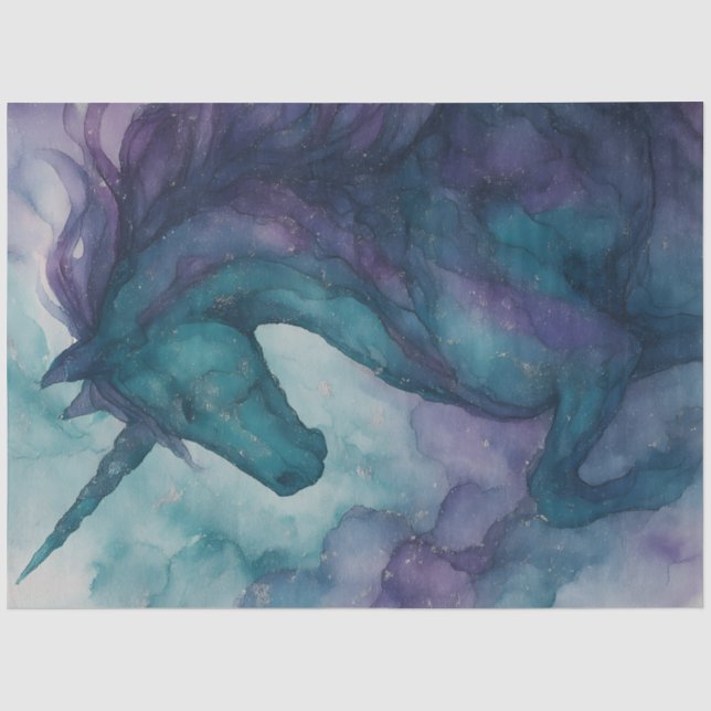 Seda Papel de tejido de unicornio - Estilo de tinta de  (Anverso)