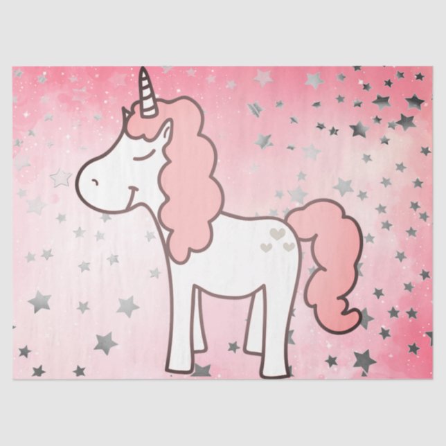 Seda Papel de tejido de unicornio rosa (Anverso)